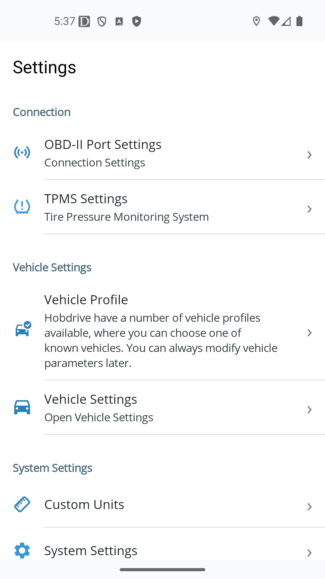 Android settings in light theme